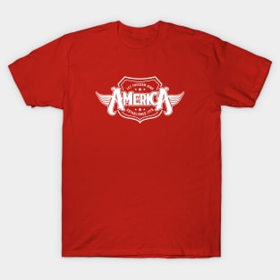 America - Shield Design (White on Red) T-Shirt